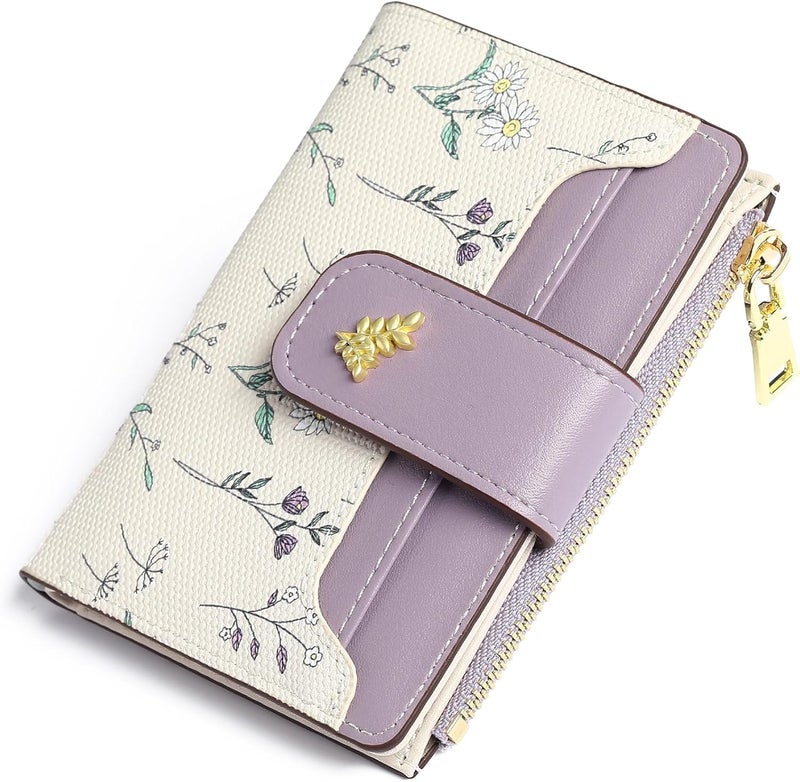 GAEKEAO Small Wallets for Women RFID Blocking Leather Bifold Zipper Pocket Wallet Credit Card Holder with ID Window - Image 1